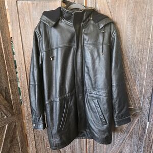 Wilsons Leather Jacket Size Small Black Thinsulate Insulated Detachable Hood Zip